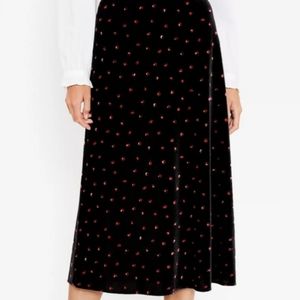 Loft Floral Velvet Midi Skirt S